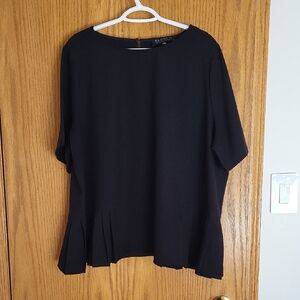 Eloquii Black Pleated Hem Blouse